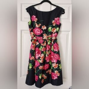 NWOT Eliza J Fit and Flare Sleepless Dress with Belt| PinkBlack| Women Size: 4